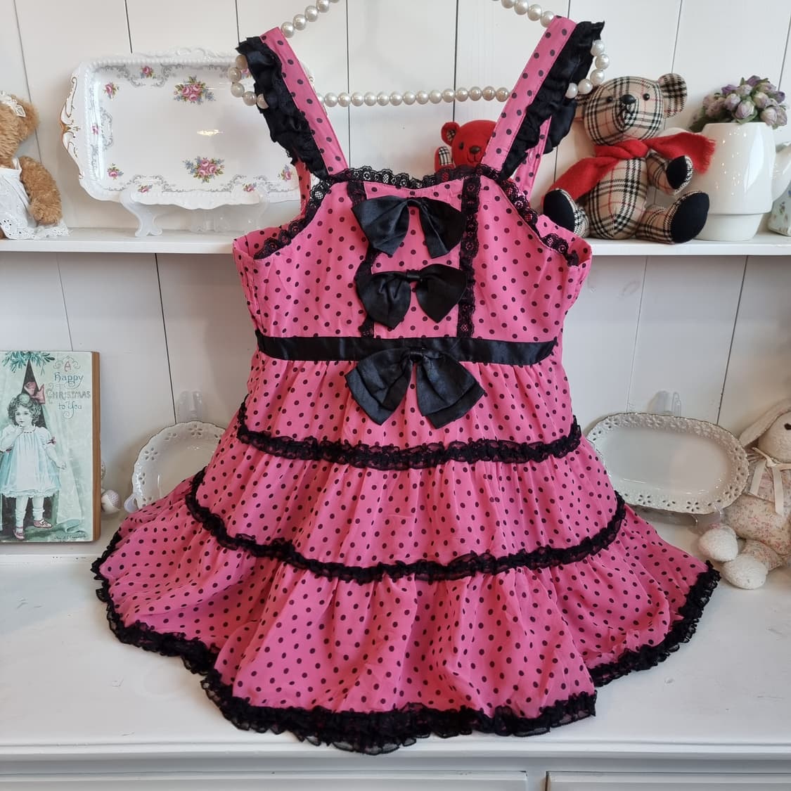 히메갸루 러블리 핑크 도트 리본 레이스 캉캉 튜닉 상품이미지1