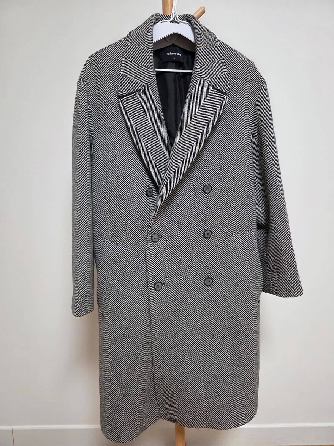 앤더슨벨 헤링본 캐시미어 더블 롱코트 L 상품이미지2