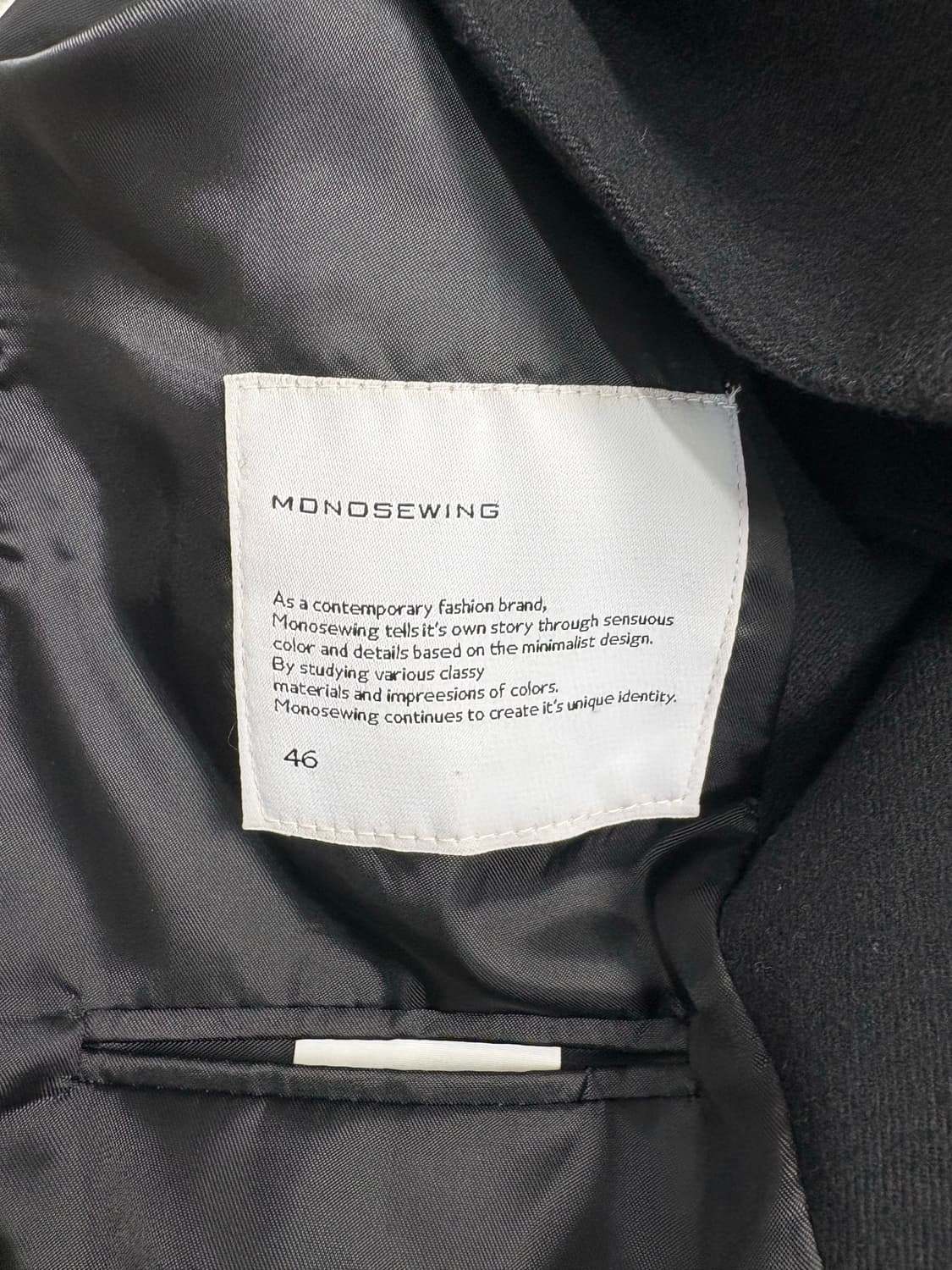 모노소잉 울 자켓 블랫 상품이미지6