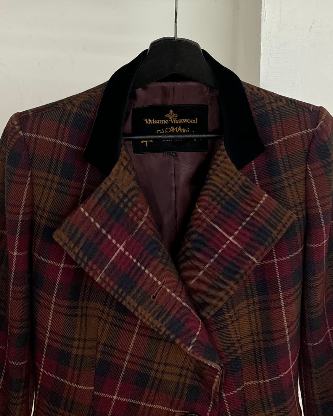 비비안 웨스트우드 버건디 체크 울 블레이저 자켓 상품이미지2