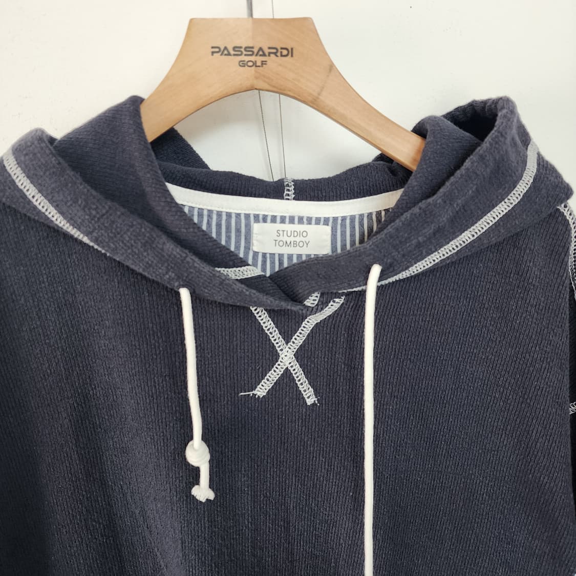 스튜디오 톰보이 후드 스트라이프 셔츠 원피스 상품이미지2