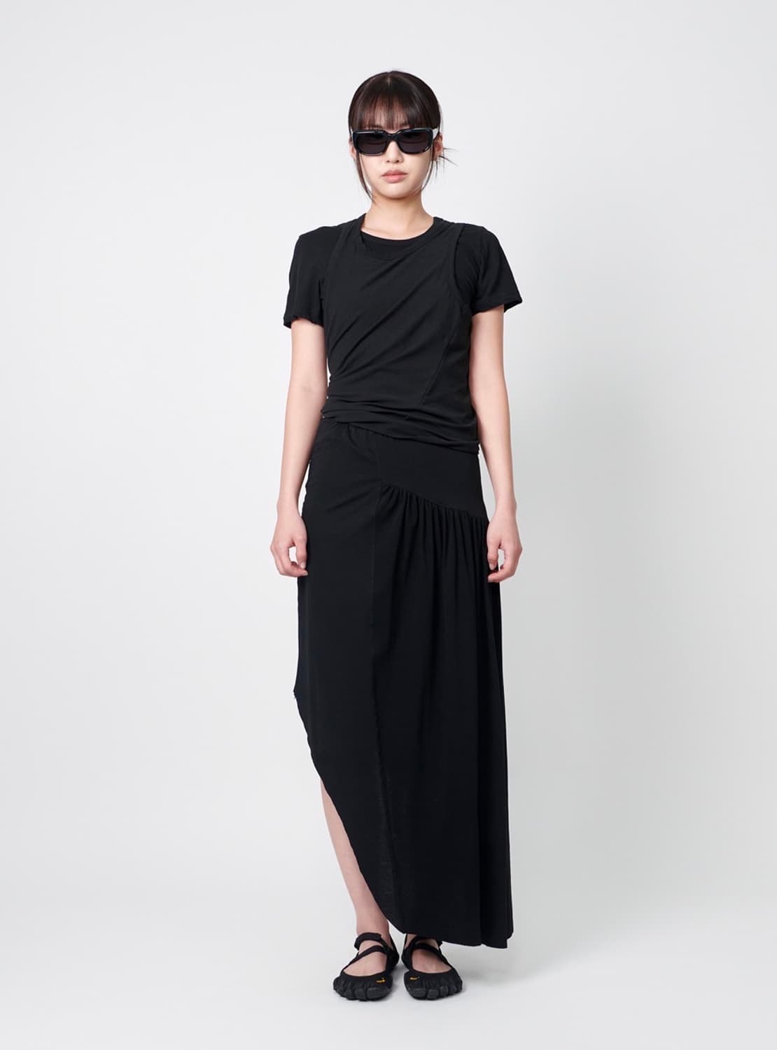 UNBALANCE GATHER SKIRT BLACK 상품이미지2