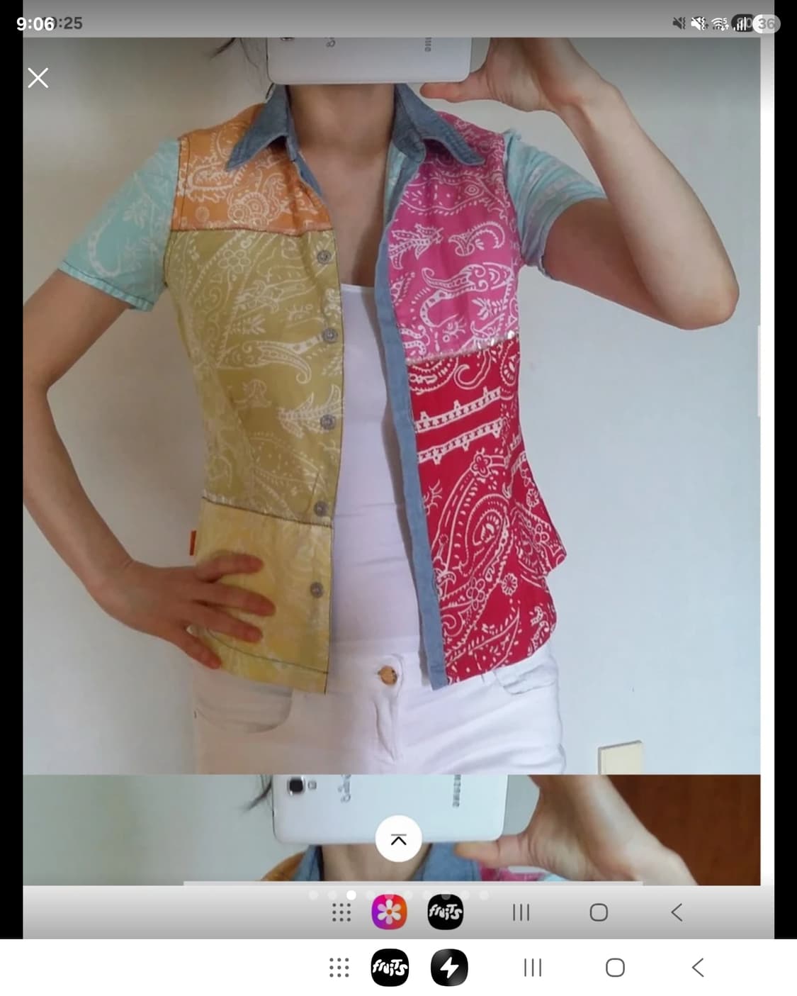 오일릴리  패치워크 스팽글 셔츠 상품이미지3