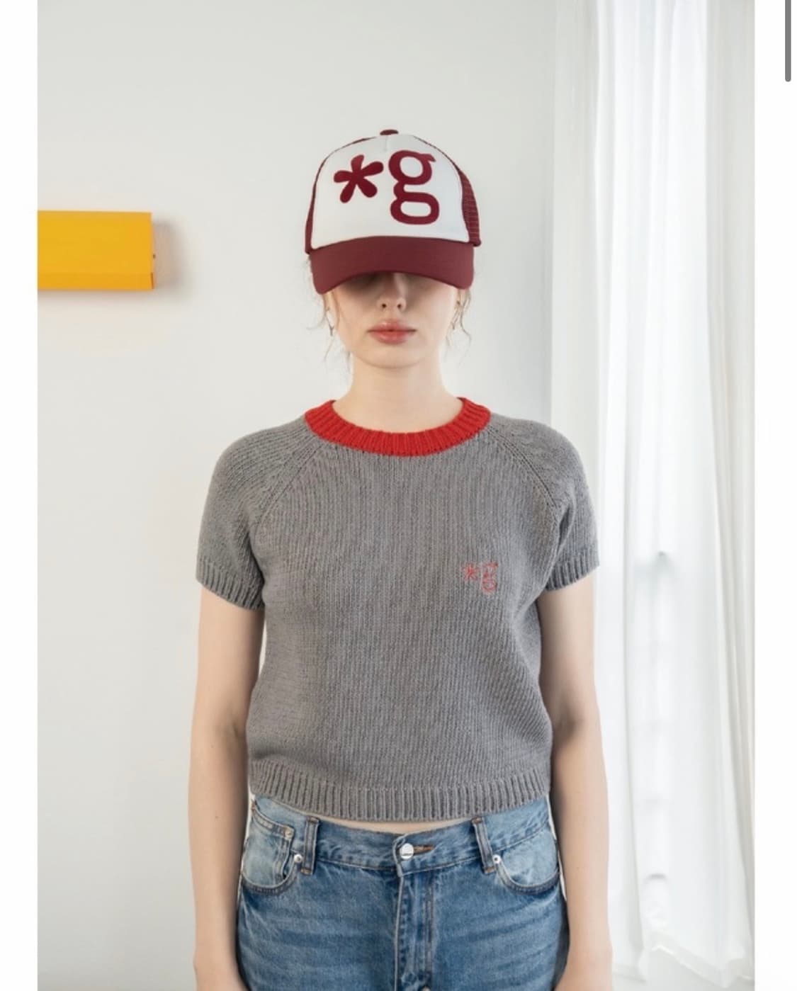 grunden 글런든 *g 텍스쳐 로고 트러커 캡 버건디 상품이미지2