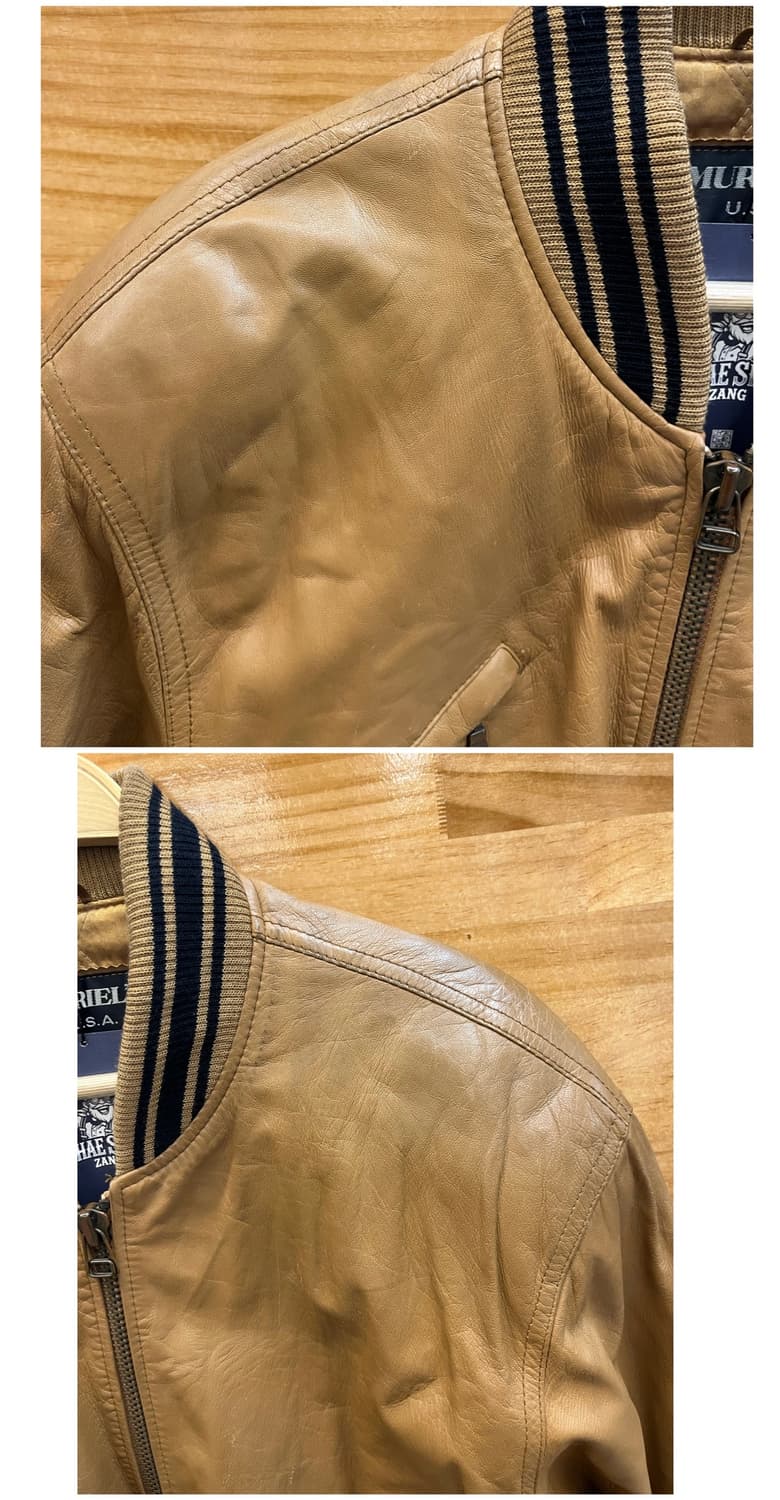 빈티지 양가죽 레더 자켓 카멜 2XL #csz3961 상품이미지4