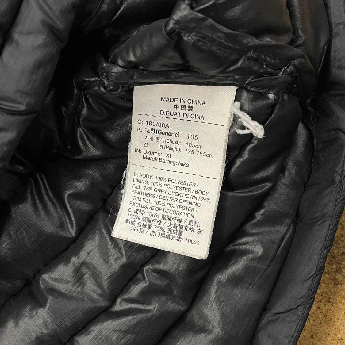 [정품/XL] 나이키 후드 패딩 블랙 b10 상품이미지6