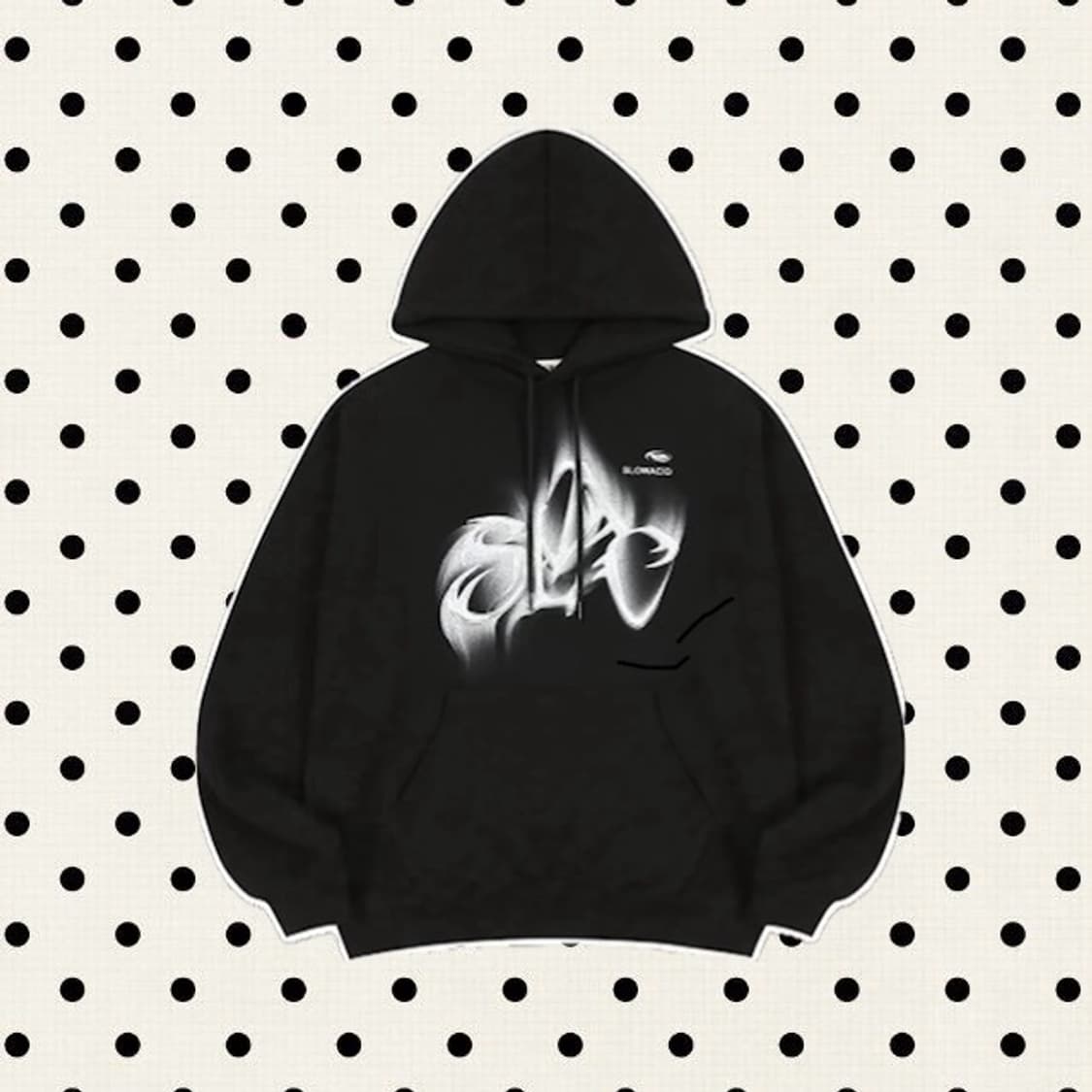 슬로우애시드 메탈릭 로고 hoodie [블랙] 상품이미지1