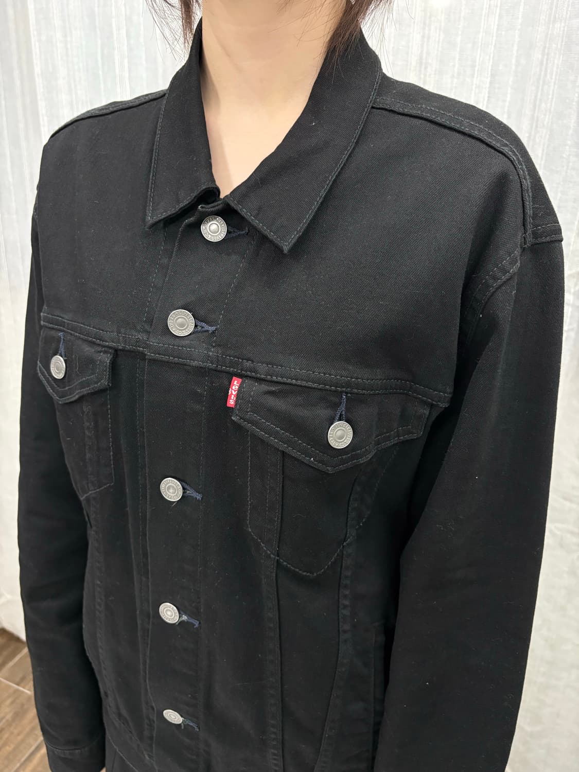 리바이스 블랙 데님 트러커 데님 흑청 자켓  상품이미지3