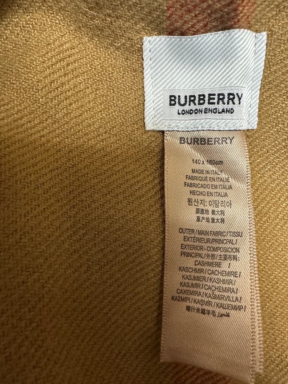 버버리 브라운 체크 캐시미어100케이프 상품이미지6