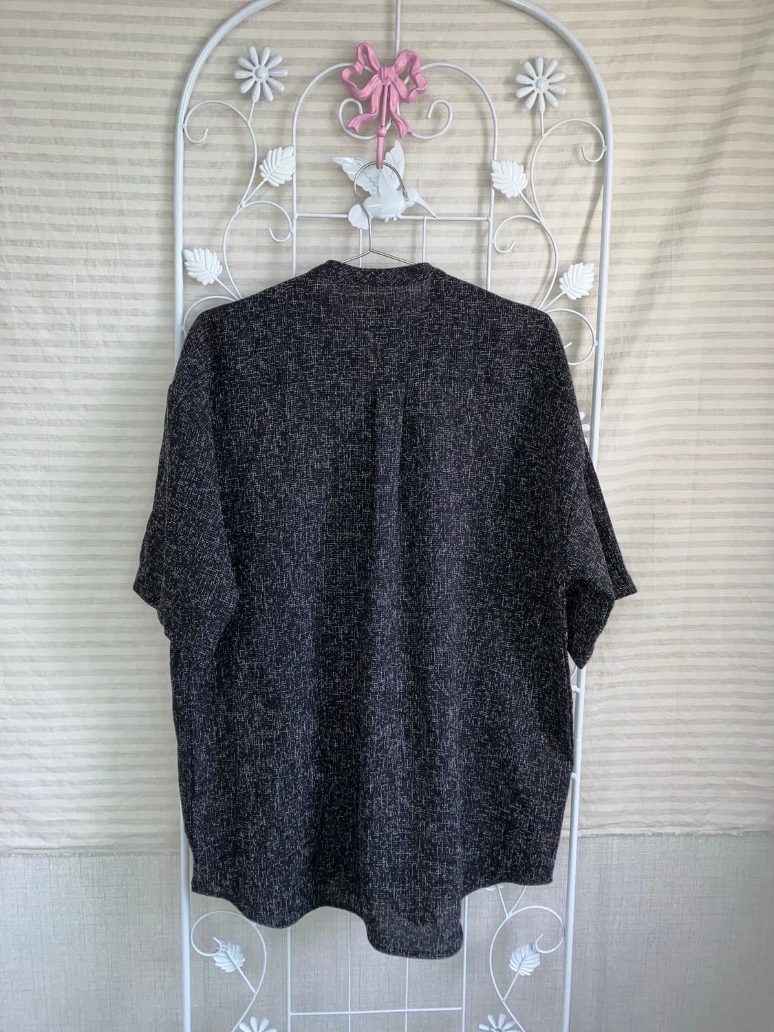 빈티지 블랙 트위드 반팔 셔츠 y2k 스트릿 갸루 펑키469 상품이미지2