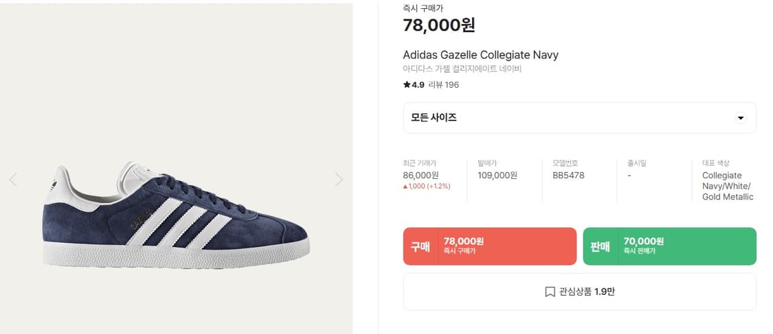 아디다스 가젤 네이비 265 상품이미지1