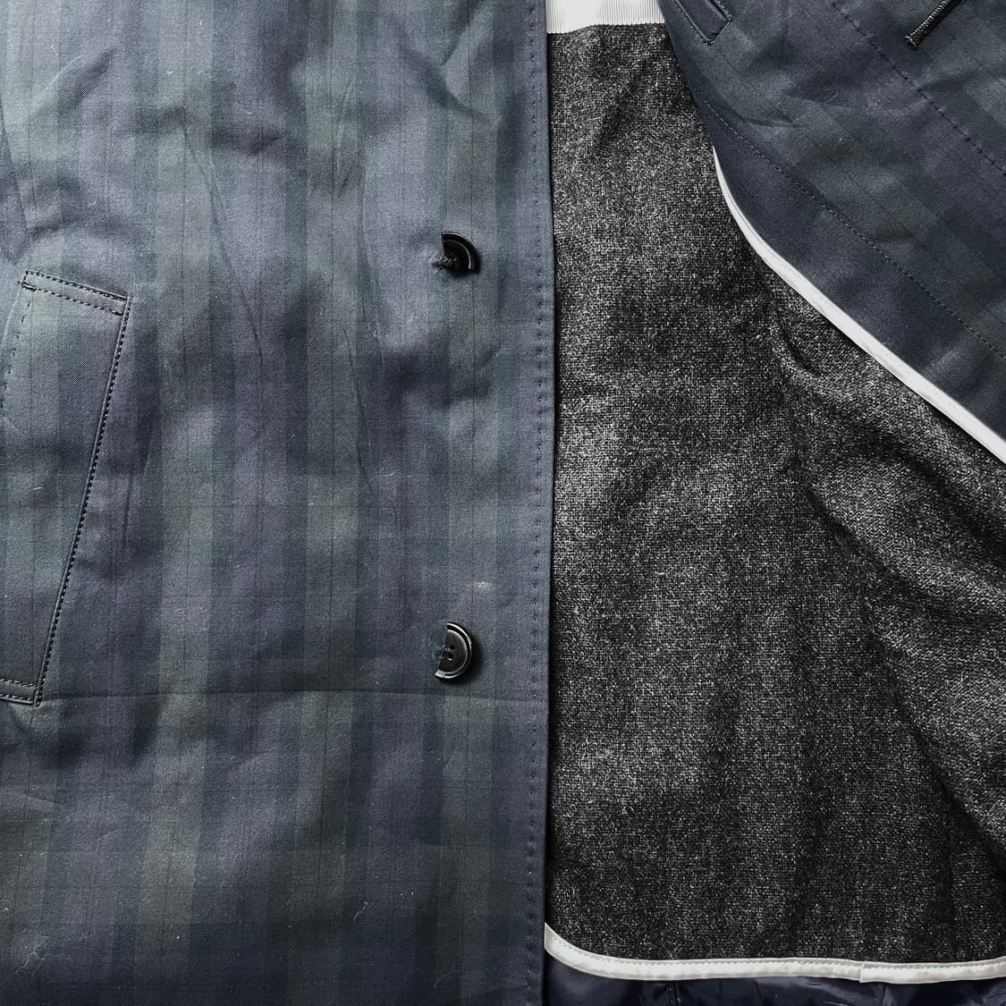 [택포] INHALE EXHALE 일본 코튼 더플 체크 코트 상품이미지4