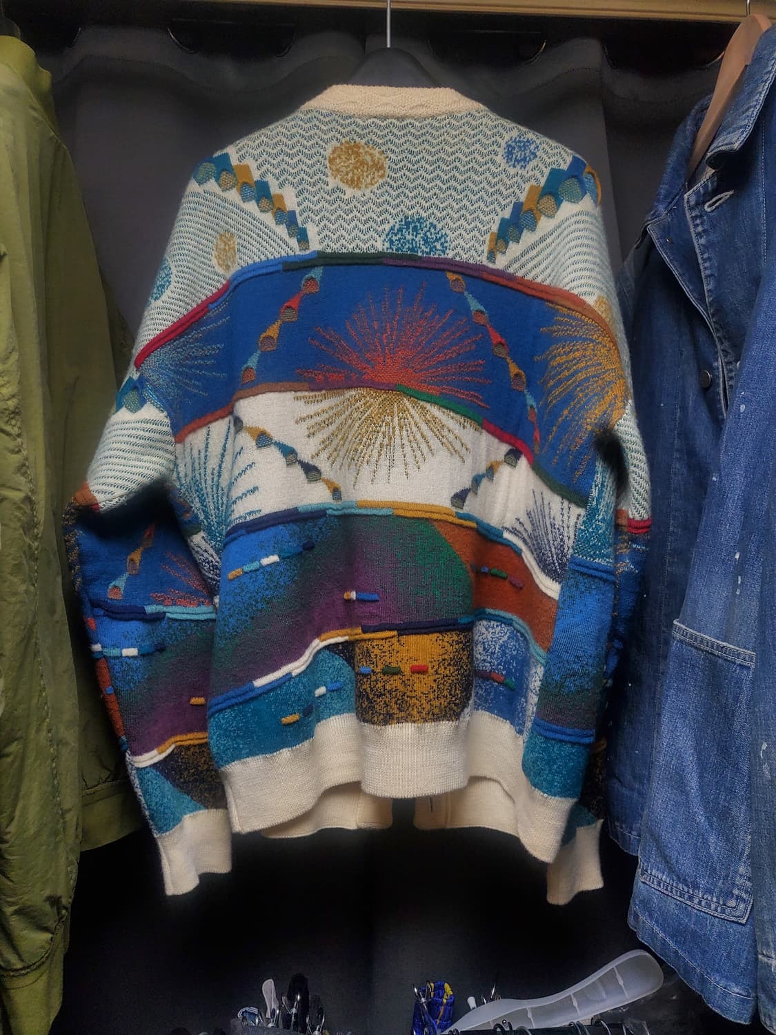 쿠지 패턴 니트가디건 공용가능 (실착있음) 상품이미지3