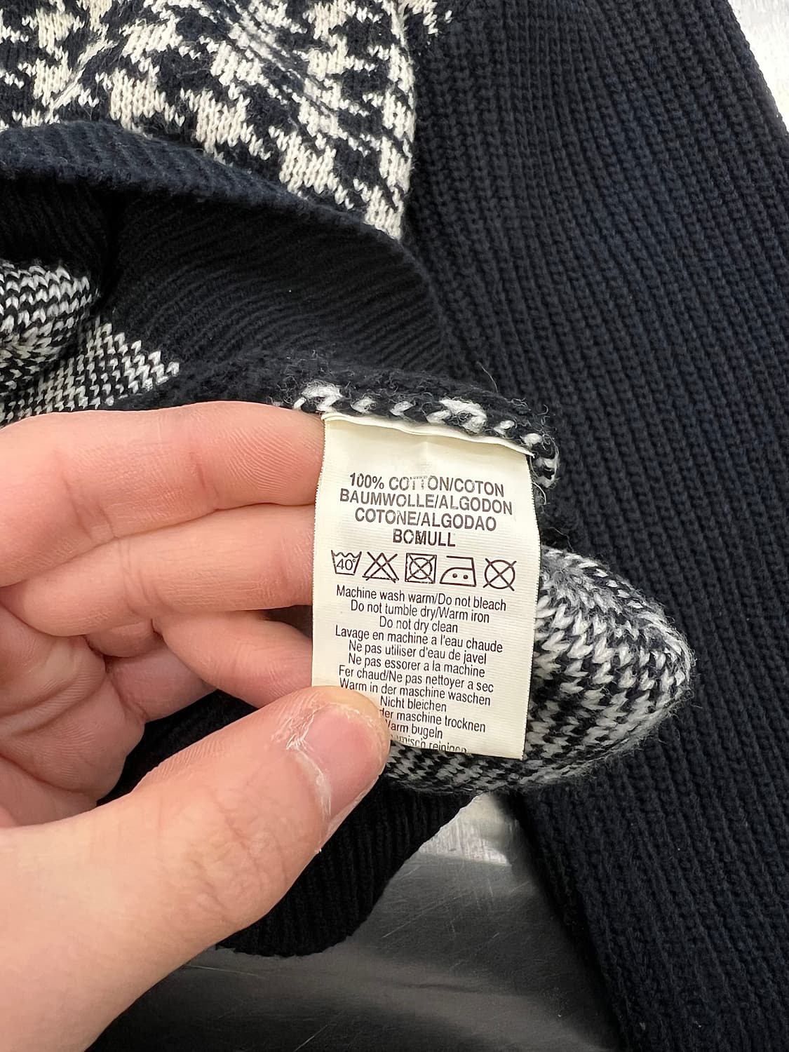 90s 버버리 하운드 투스 코튼 니트 스웨터 상품이미지8