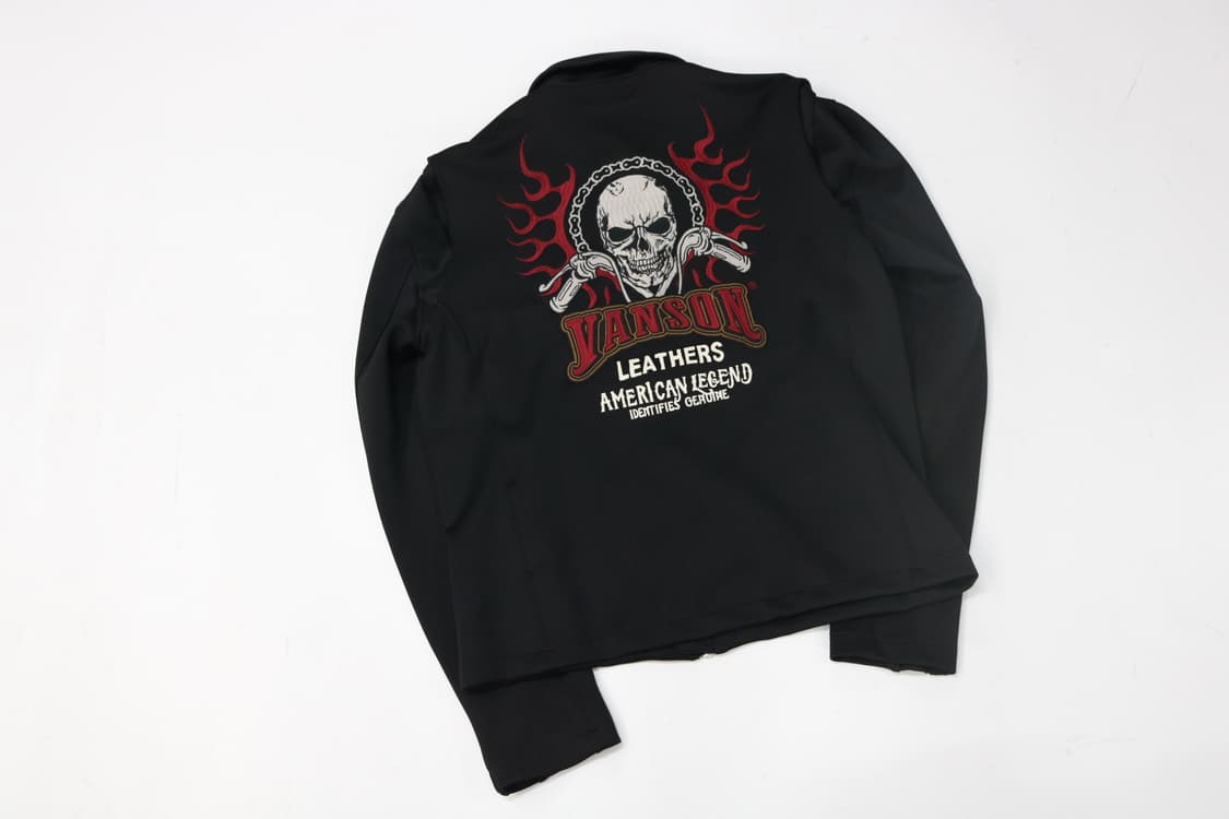 VANSON 밴슨 파이어 자수 스컬 그래픽 저지 라이더 자켓 (XL) 상품이미지8