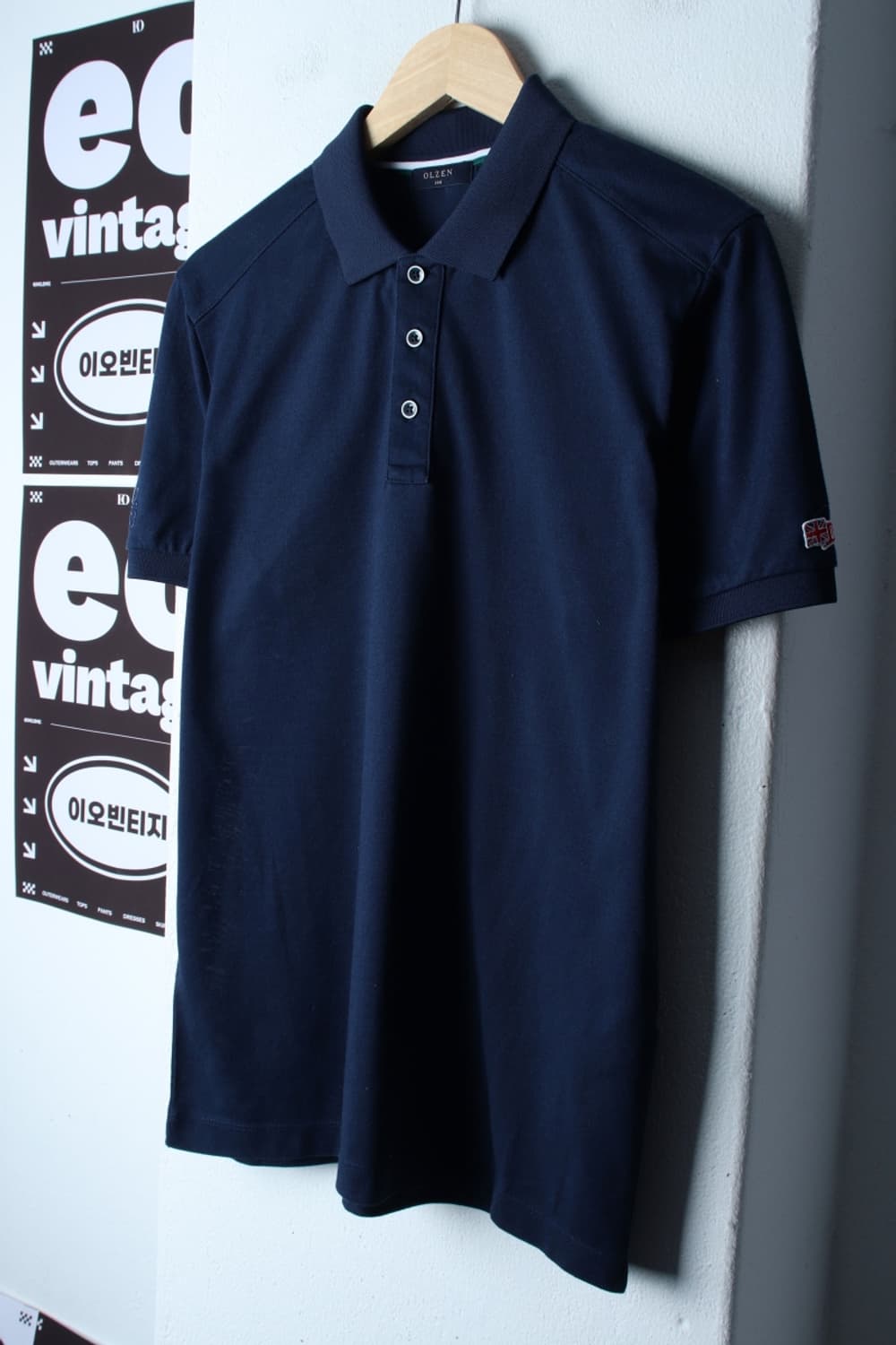 (L-XL) 올젠 반팔 카라 티셔츠 기능성 네이비 무지-H31984 상품이미지1