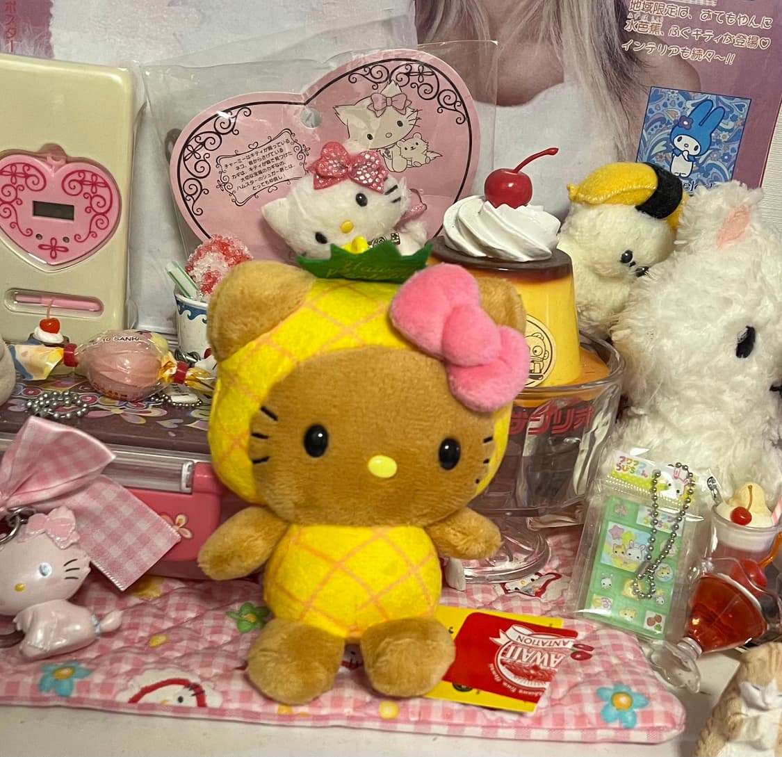 산리오 하와이 파인애플 키티 인형 키링 마스코트 태닝키티 스트랩 상품이미지2