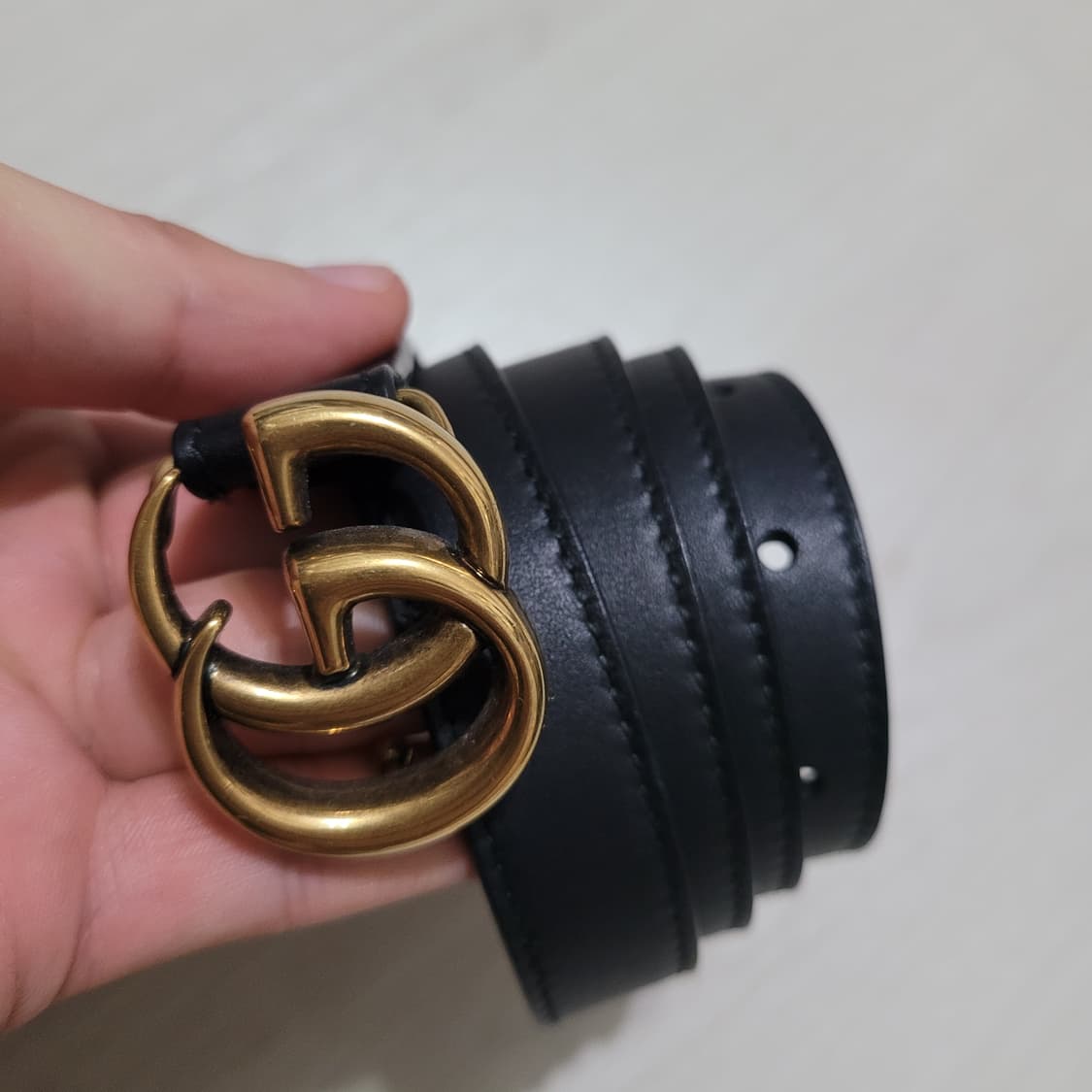 구찌 GG마몬트 블랙 여성 벨트 금장 상품이미지2
