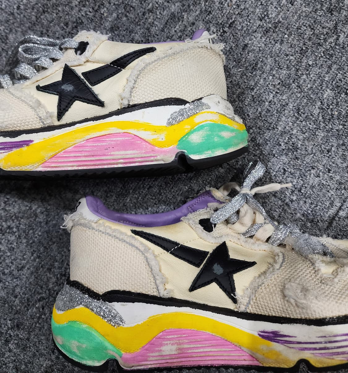 골든구스 러닝 솔 디스트레스드 레더 캔버스 스니커즈 38 상품이미지7