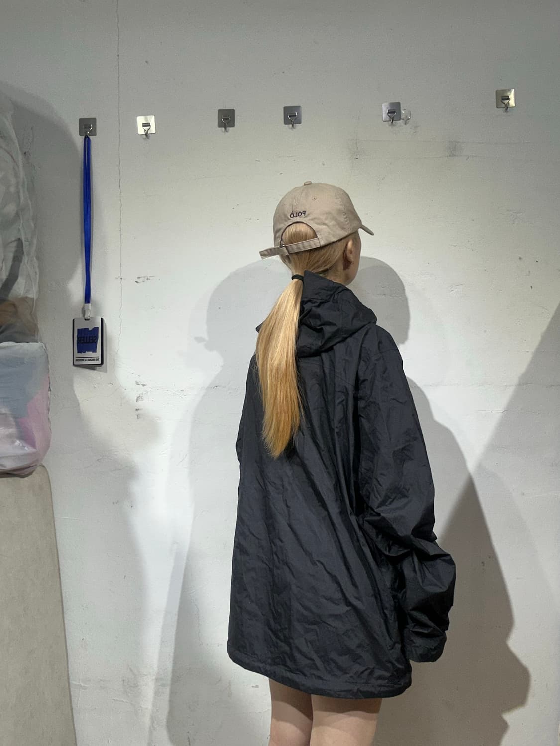 노스페이스 블랙 로고 오버핏 후드 바람막이 자켓 L 상품이미지3
