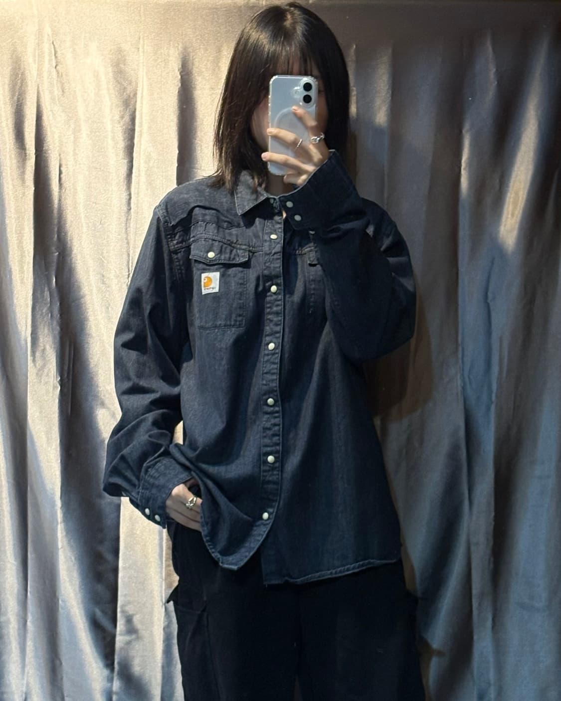 L Carhartt 칼하트 투포켓 다크네이비 셔츠 상품이미지1