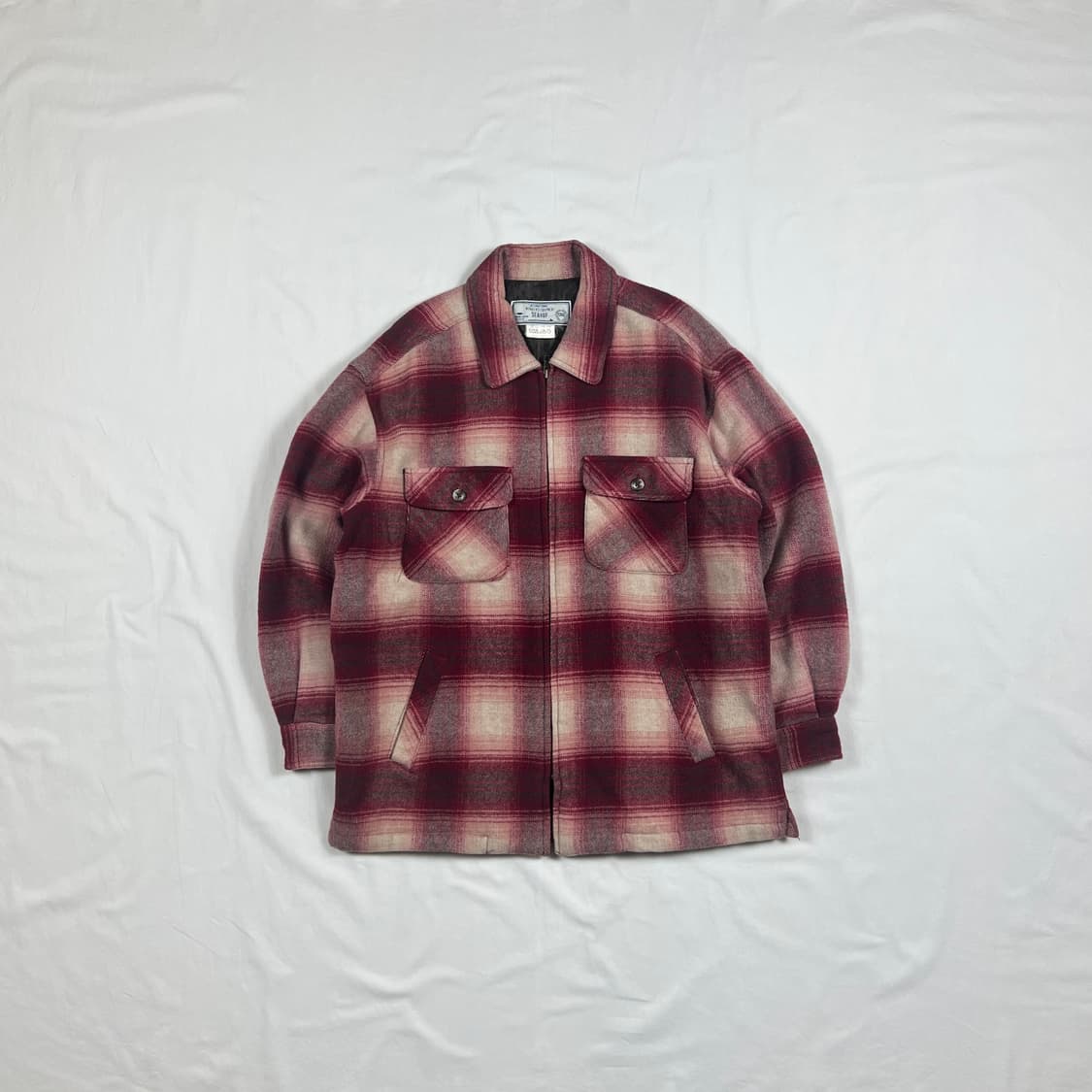 90‘s 빈티지 플란넬 체크 헤비울 셔츠 집업 자켓 상품이미지1