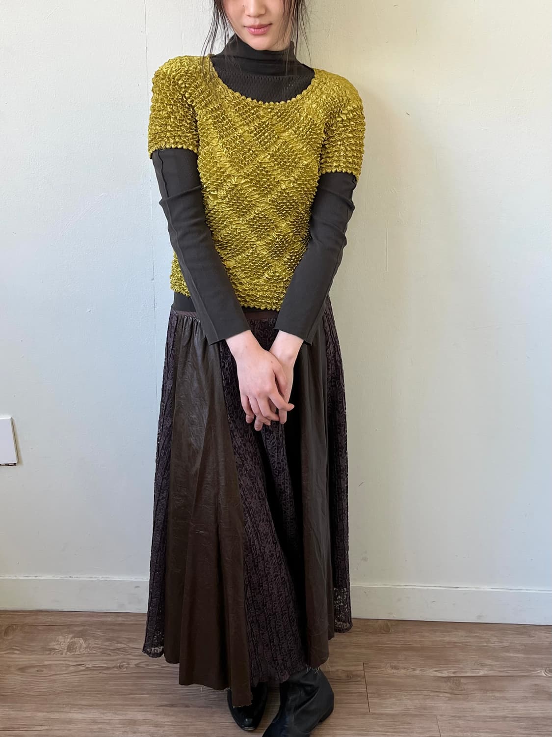 Japan vtg 플리츠 탑 상품이미지4