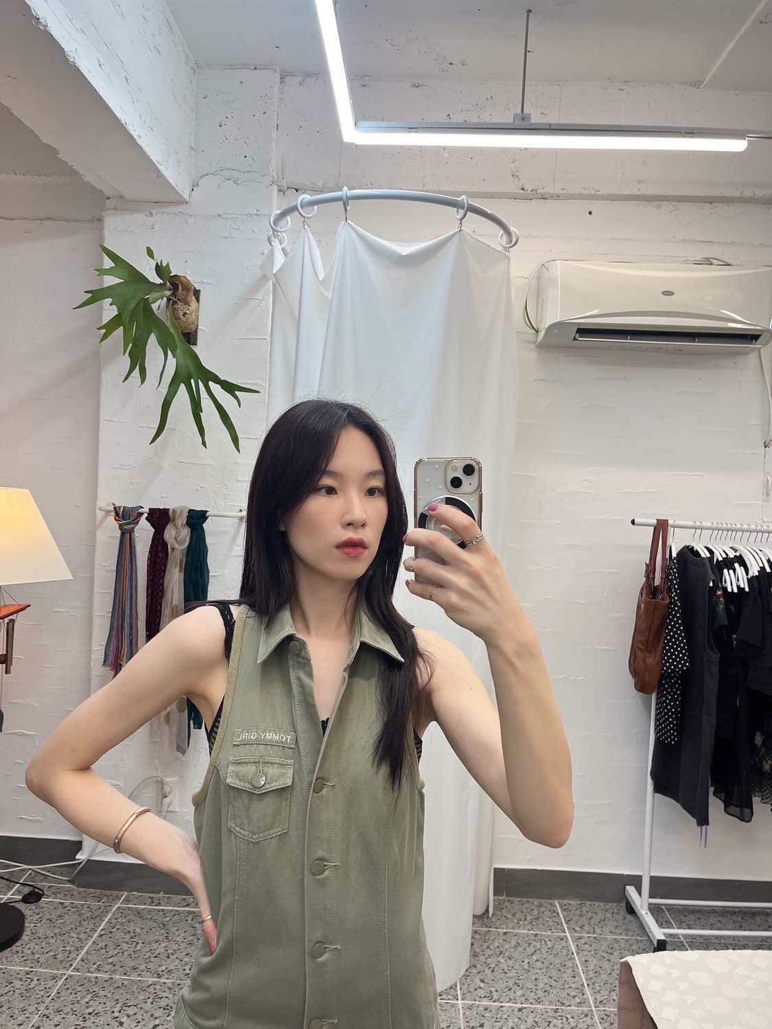 타미 카키 미디 오버롤팬츠 상품이미지2