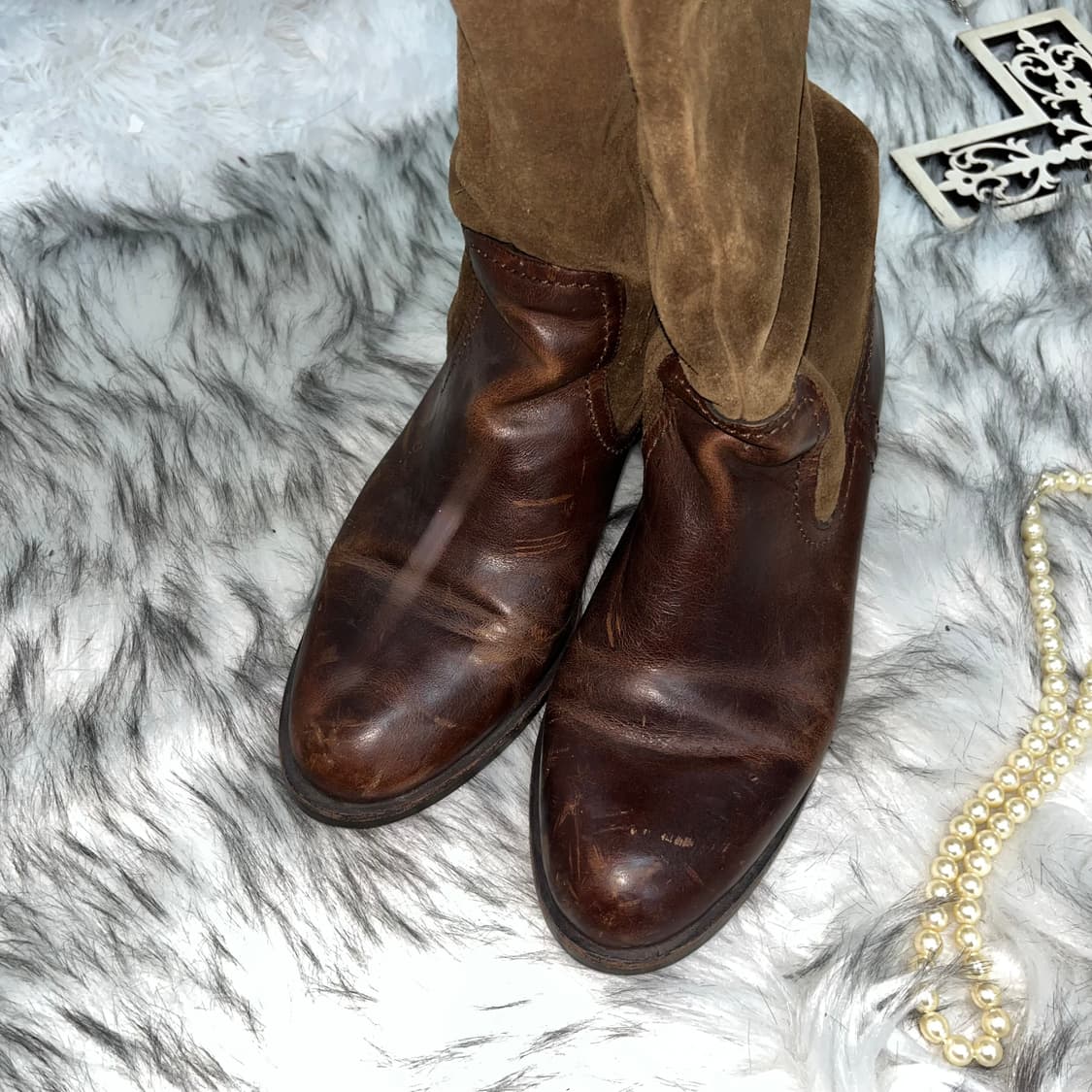 빈티지 브라운 롱 부츠 상품이미지5