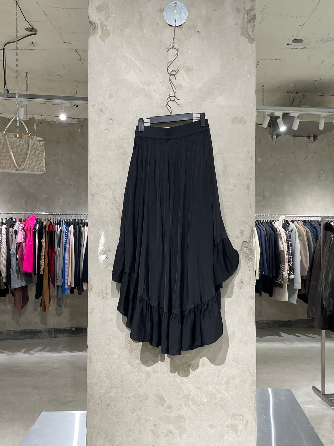 maje 블랙 프릴 레이어 폴리에스터 롱 스커트 상품이미지6