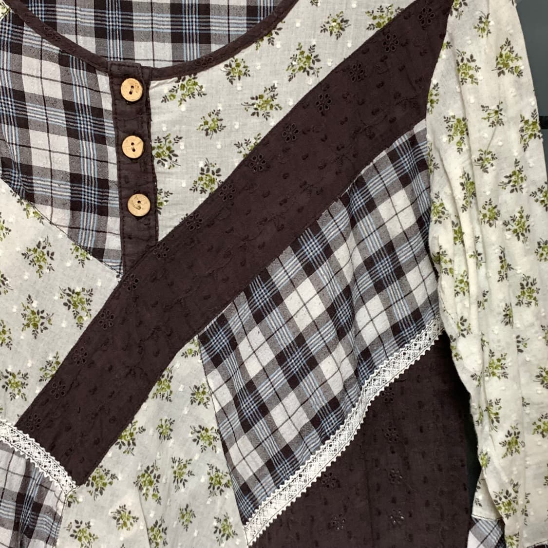 빈티지 모리걸 패치워크 블라우스 상품이미지3