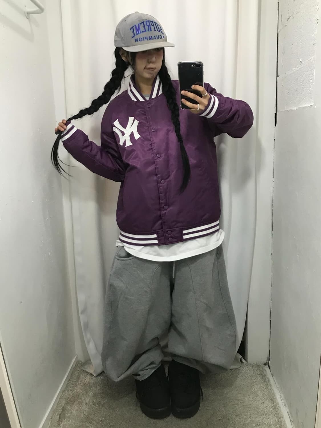 Majestic New York Yankees Satin Varsity  상품이미지3