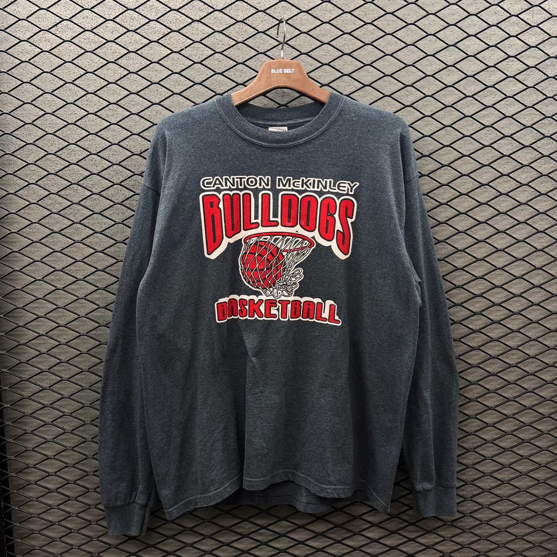 빈티지 롱슬리브 빅폰트 바스켓볼 그래픽 시보리 디테일 차콜 상품이미지2