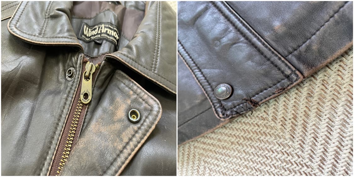 빈티지 양가죽 브라운 에이징 카 코트 상품이미지9