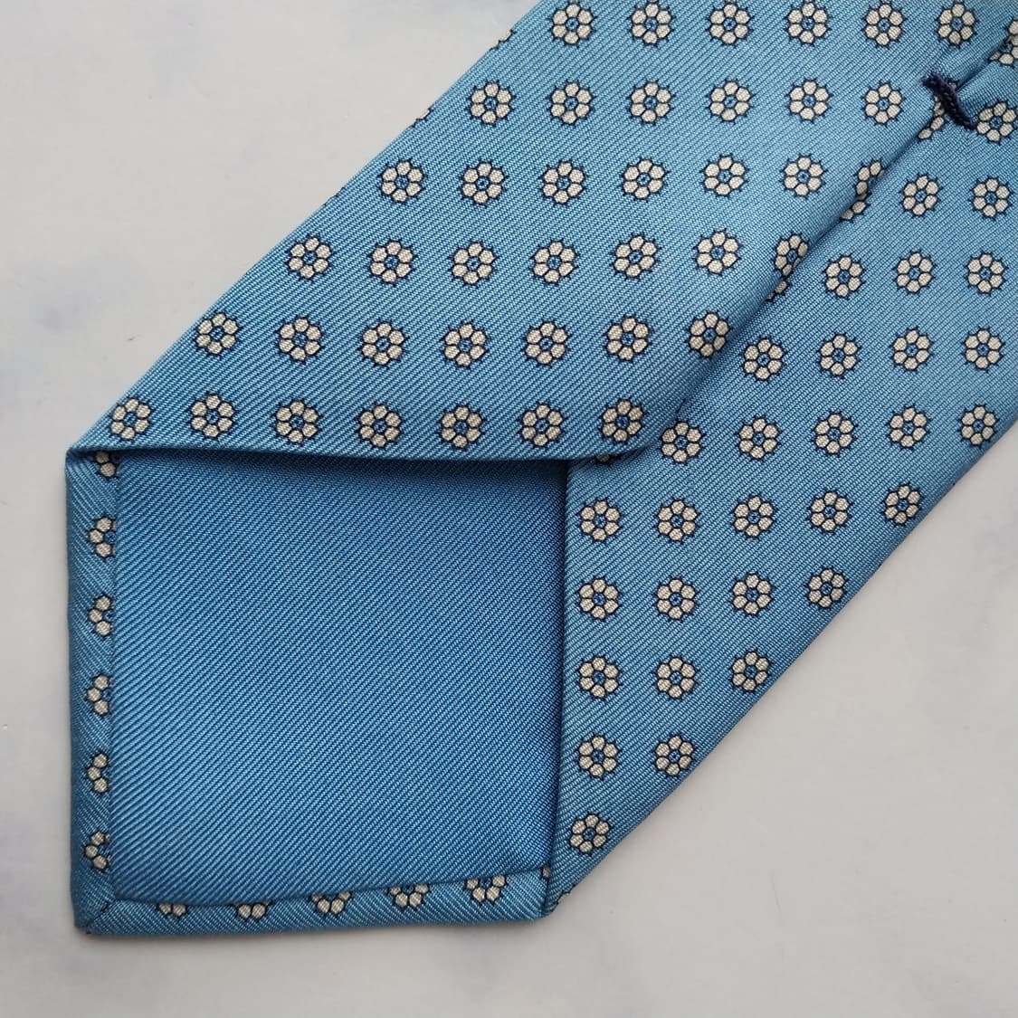 던힐 실크 스카이블루 플라워 넥타이 8.2cm A+등급 K2521 상품이미지8