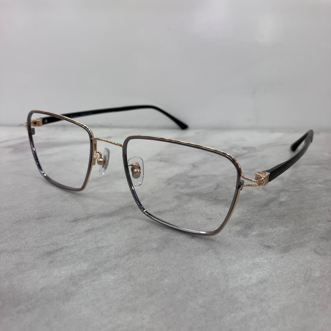 C34 HK 골드 실버 스퀘어 메탈테 안경 상품이미지7
