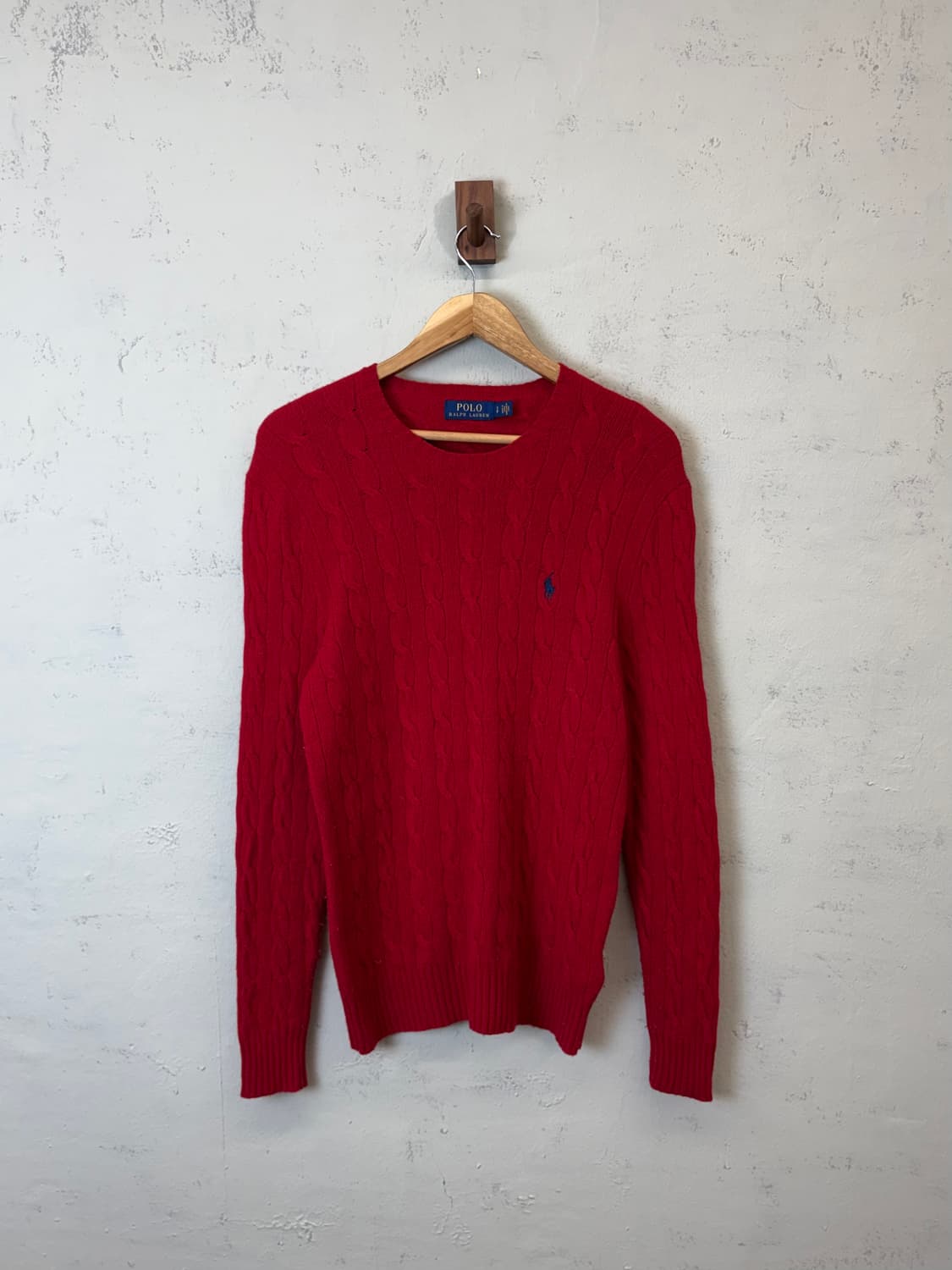 폴로랄프로렌 레드 울 꽈배기 니트 상품이미지1
