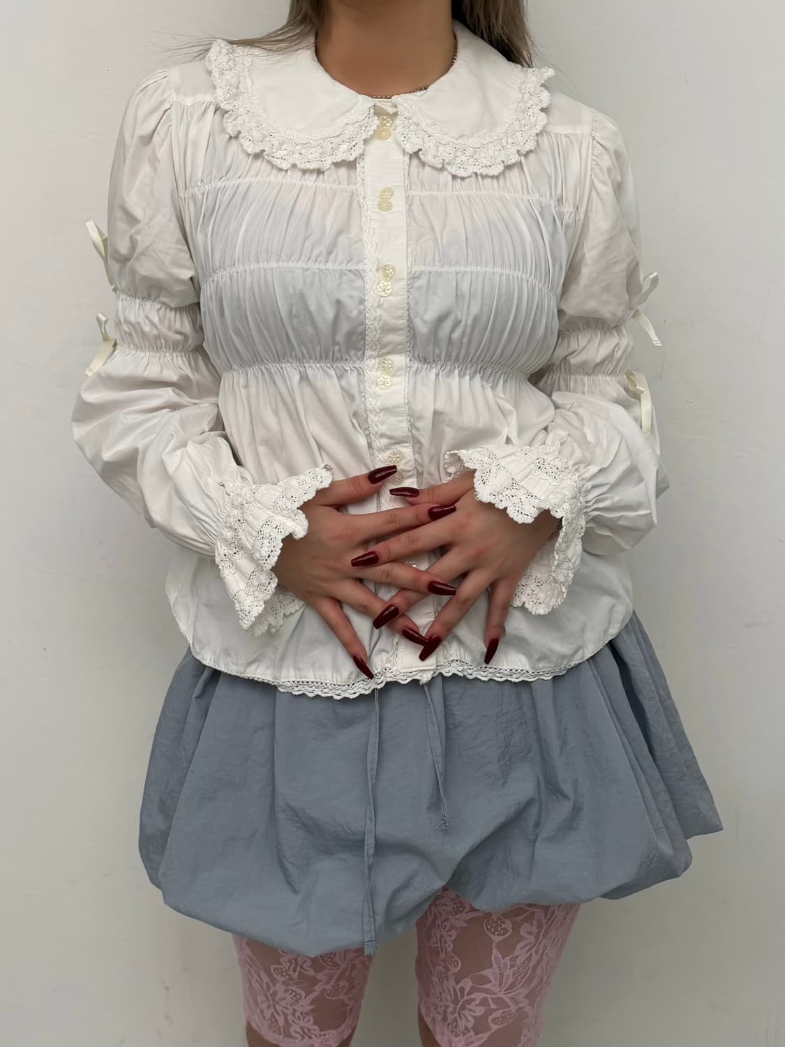 화이트 프릴 디테일 블라우스 상품이미지6