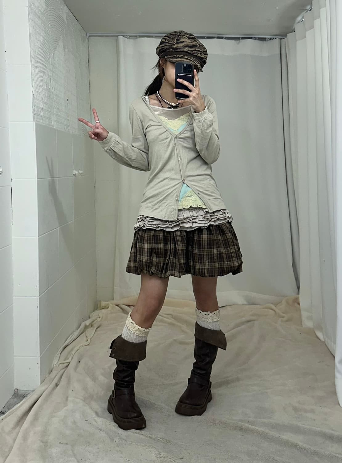 케이프 가디건 모카무스 민트 모리걸 코디세트 상품이미지2