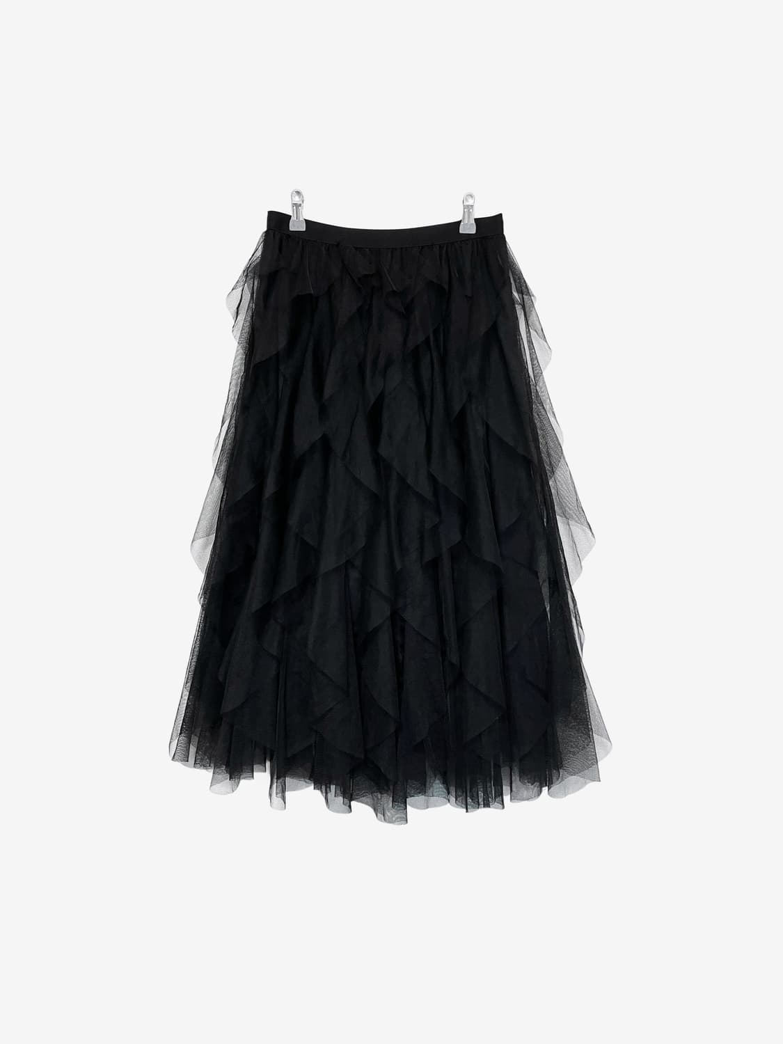 Layered Ruffle Tulle Long Skirt - Black 상품이미지7