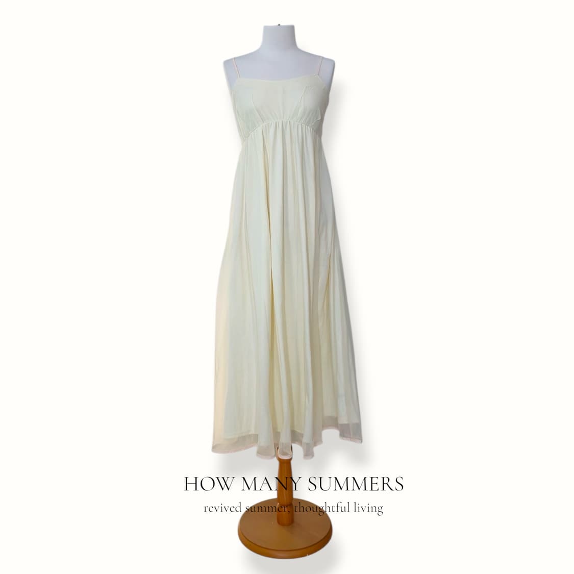 헤더 쉬폰 롱 원피스 F 아이보리 나시 뷔스티에 셔링 상품이미지1