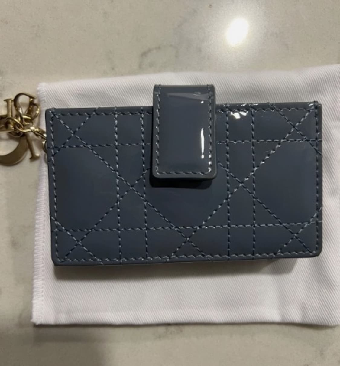 [정품] 디올 레이디디올 아코디언 카드홀더 데님블루 카나쥬 카프스킨 상품이미지1