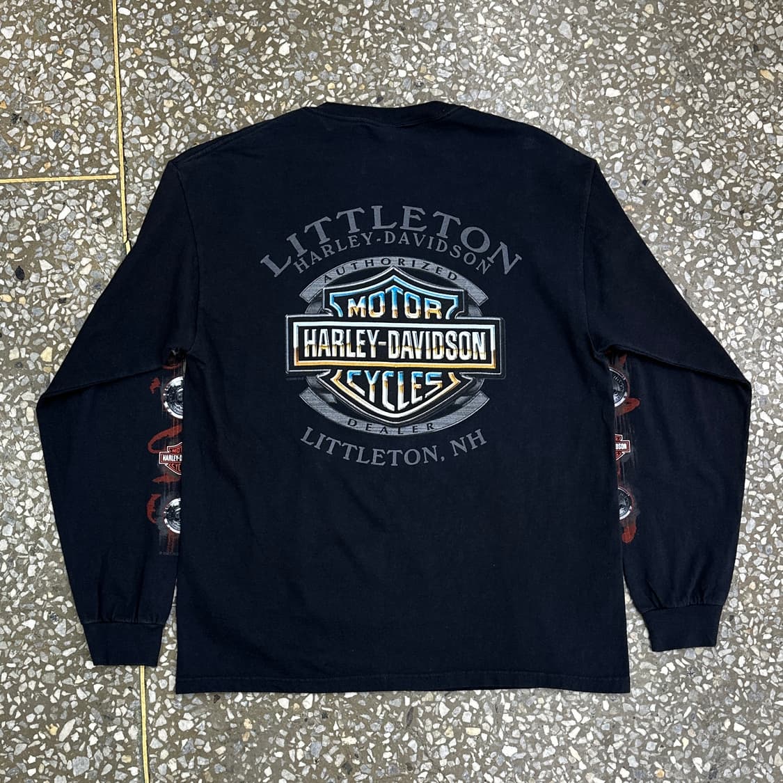00s USA 할리데이비슨 스컬 롱슬리브 티셔츠 L 상품이미지2