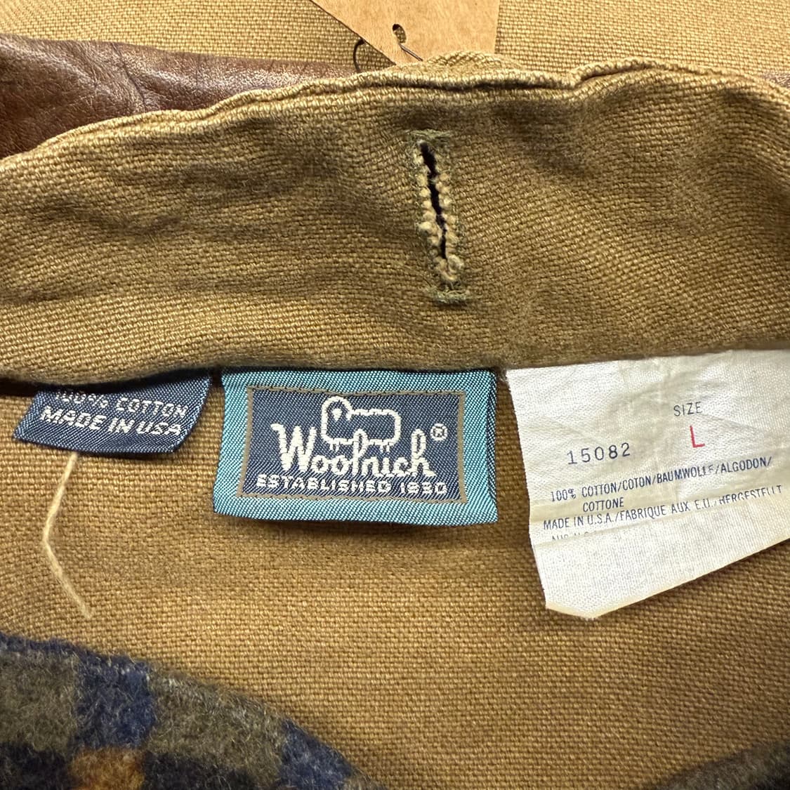 [정품/L] 90'S WOOLRICH USA 가죽카라 헌팅 자켓 c1 상품이미지5