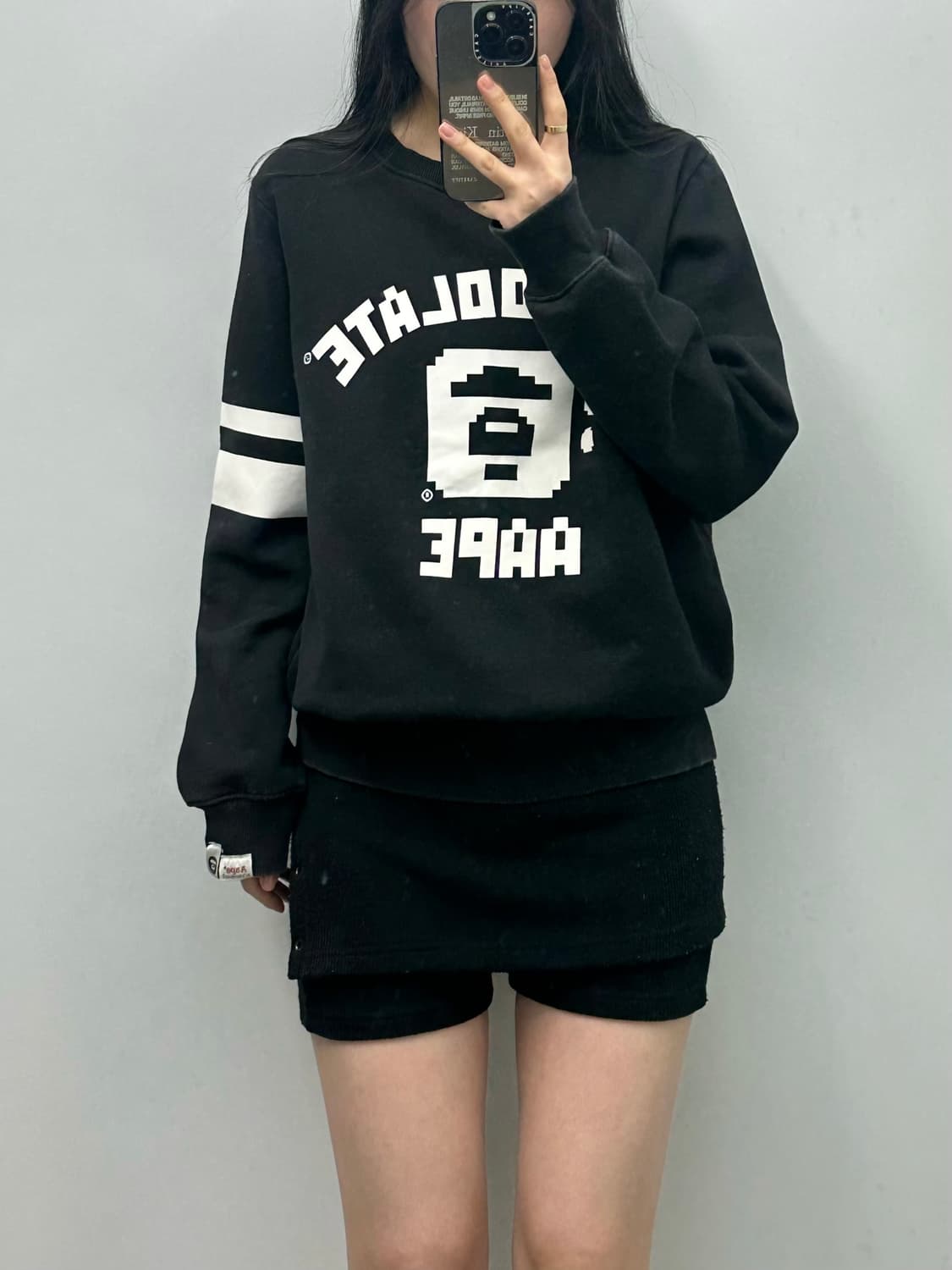 Ape 에이프 빅로고 블랙 맨투맨 상품이미지1