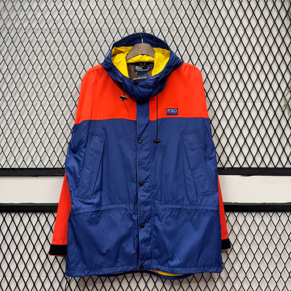 90s 폴로 랄프로렌 롱파카 울트렉스 컬러블록 포인트 네이비 오렌지 배색 상품이미지1