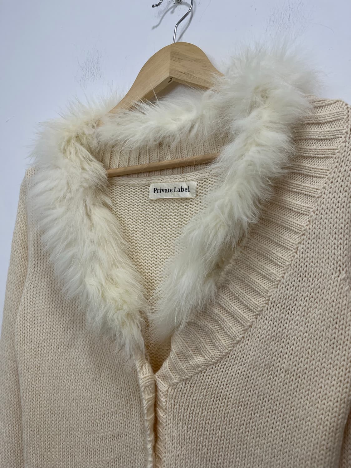 일본 빈티지 갸루 화이트 퍼 니트 가디건 상품이미지4