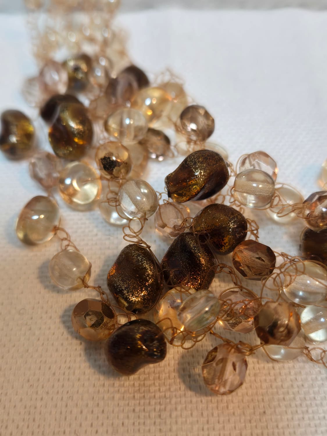 FURLA 이탈리아 멀티 글라스 비즈 볼드 넥클리스 / 앰버 브라운 믹스 상품이미지1