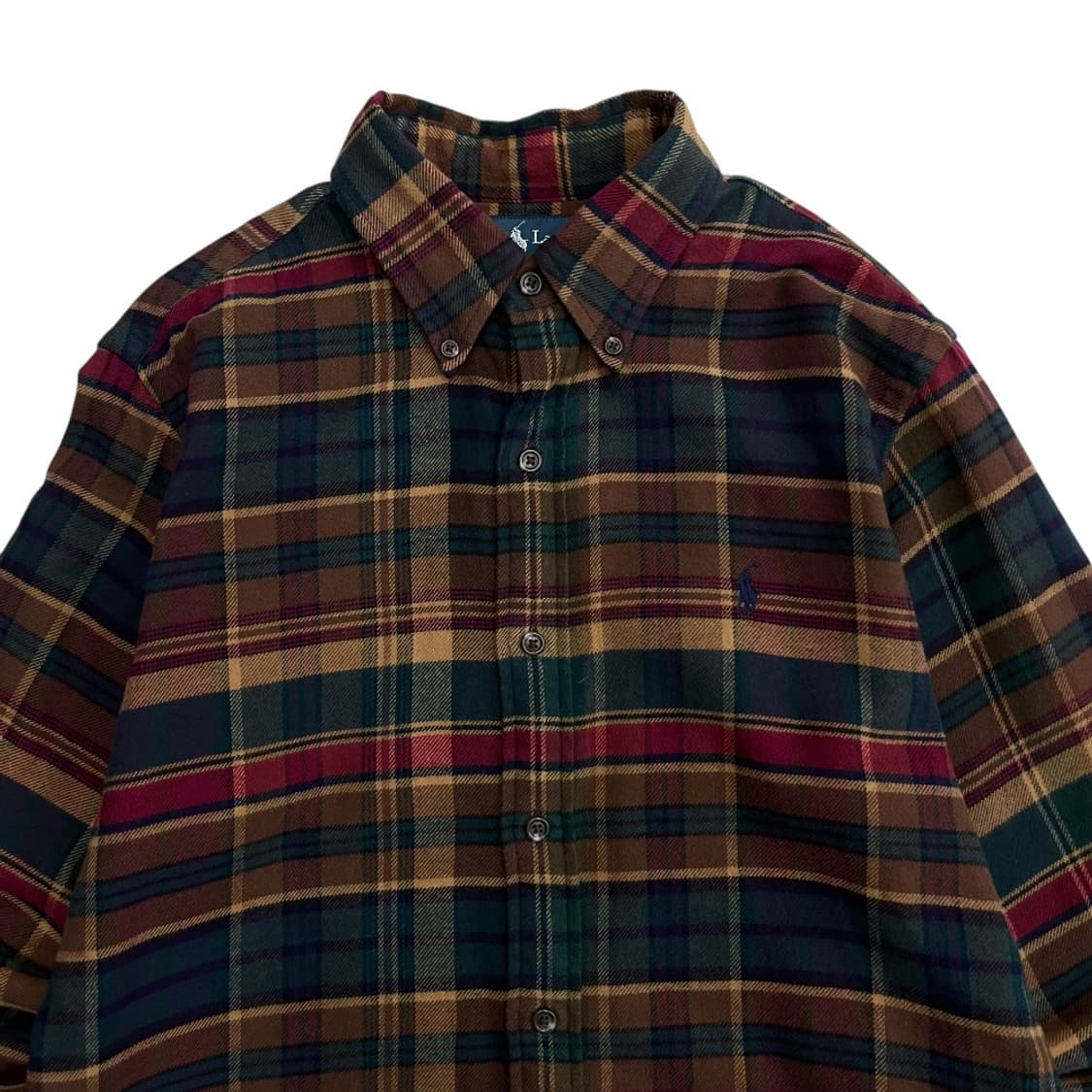 폴로 랄프로렌 네이비포니 브라운 타탄체크 울 셔츠 S 상품이미지4