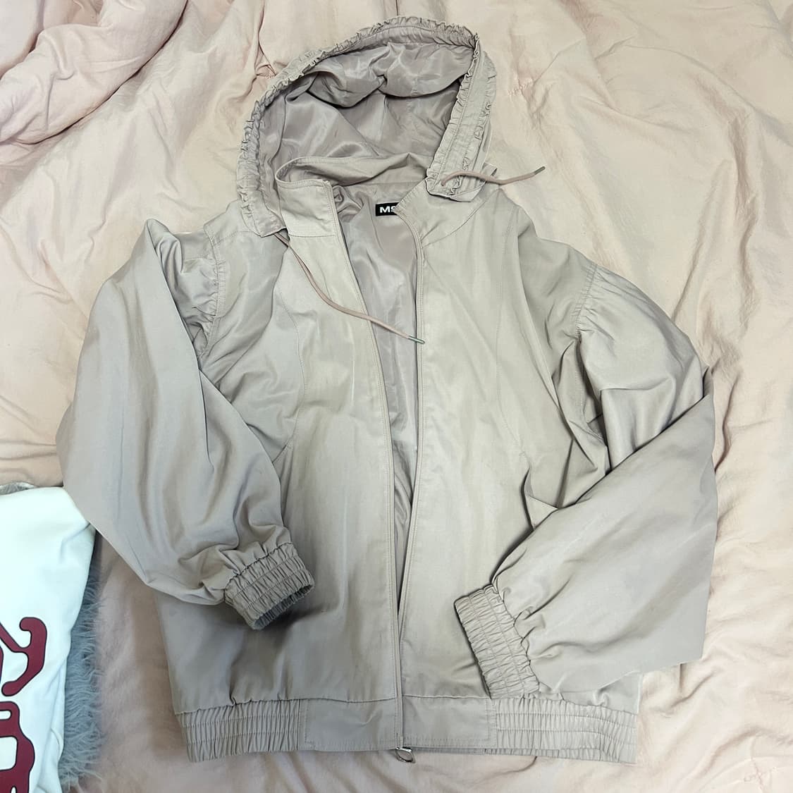 미스치프 보넷 후드 자켓 핑크베이지 L 상품이미지3